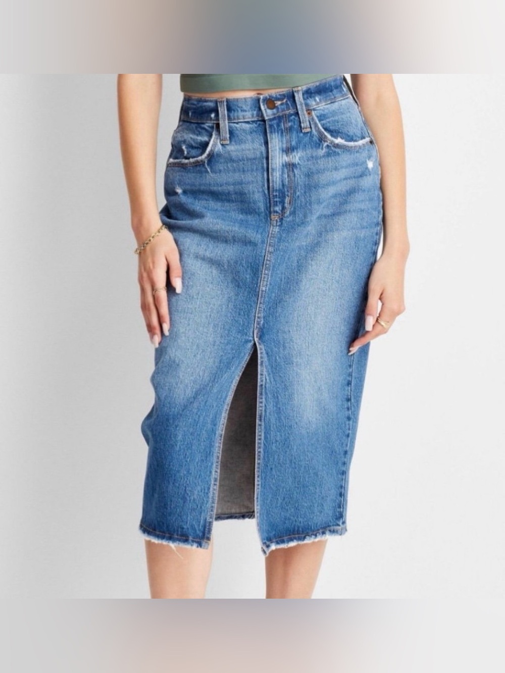 Universal Thread Light Blue Denim Skirt with Front Slit size 16